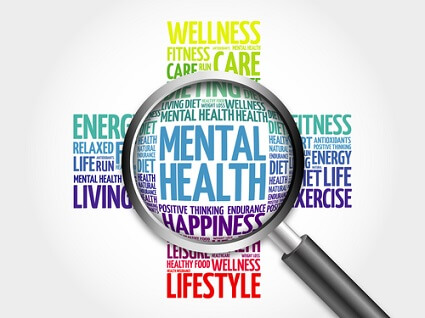Mental health comprised of lifestyle, fitness, exercise and happiness